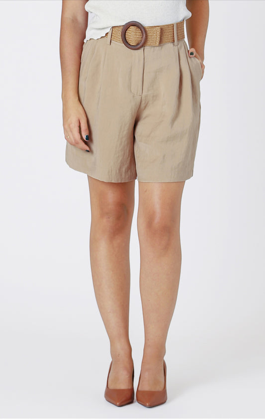 Room 34 Drapey Belted Shorts Camel