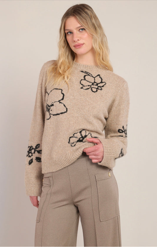 Room 34 Flower Print Crewneck Sweater