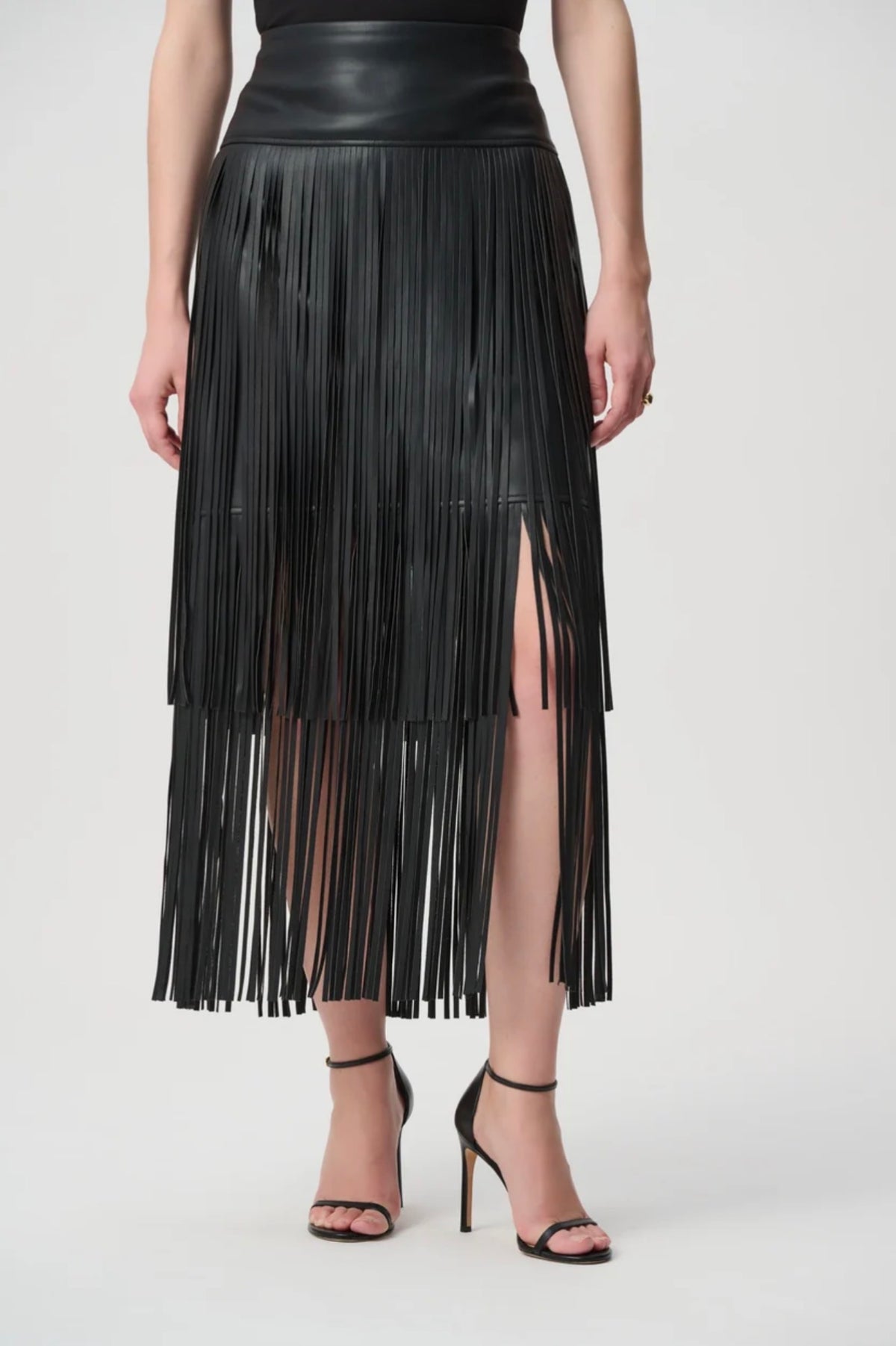Joseph Ribkoff Edit 57 Leatherette Fringe Skirt