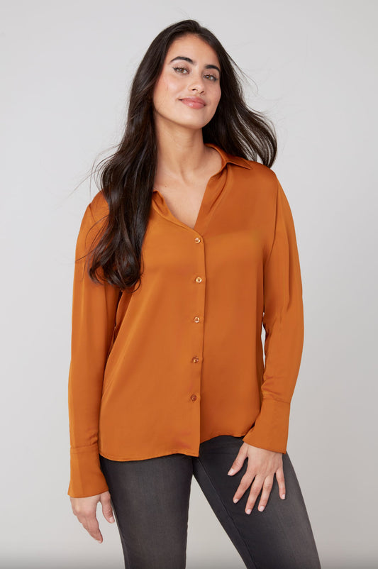 Renuar V-Neck Blouse Bronze