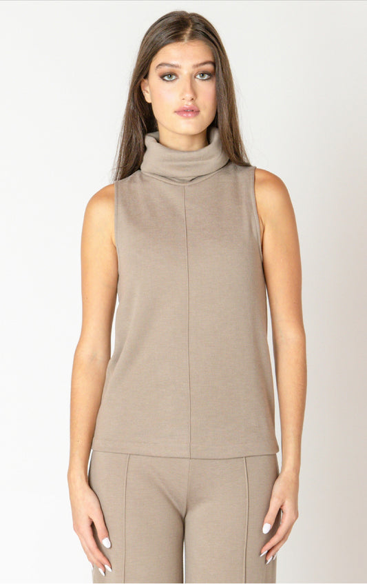 Black Tape Almond Funnel Neck Top