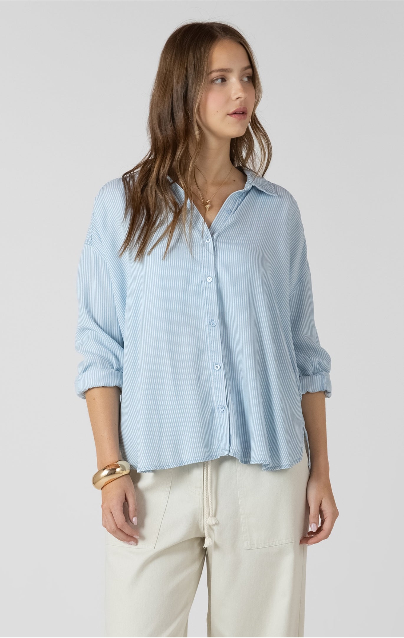 Dex Striped Relaxed Button Front Shirt