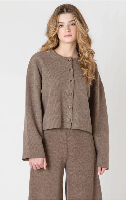 Room 34 Ribbed Cardigan Mocha