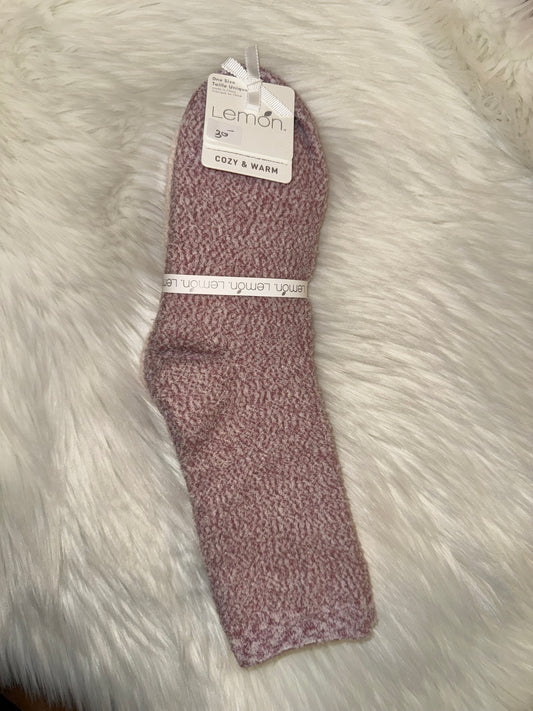 Lemon 2 Pack Cozy Crew Socks Pink