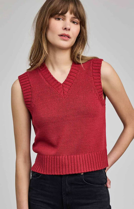 Gentle Fawn Pippa V-Neck Knit Vest Garnet