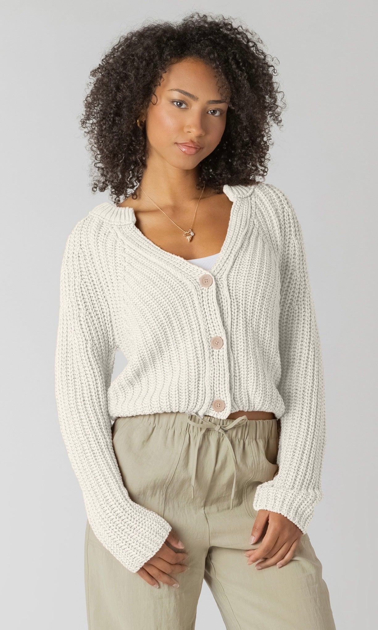 Room 34 Textured Button Front Cardigan