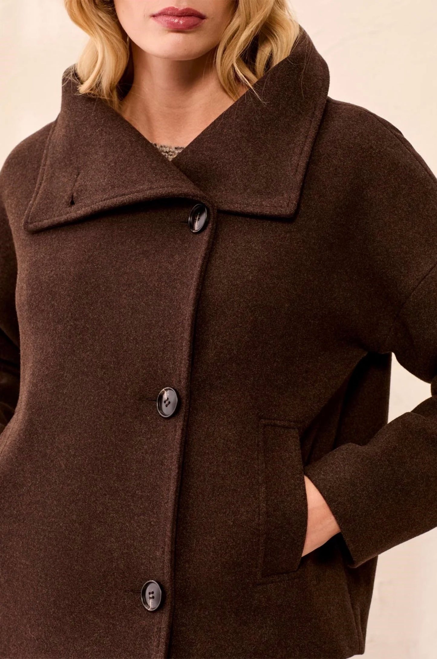 Tribal Funnel Neck Jacket Saddle Brown