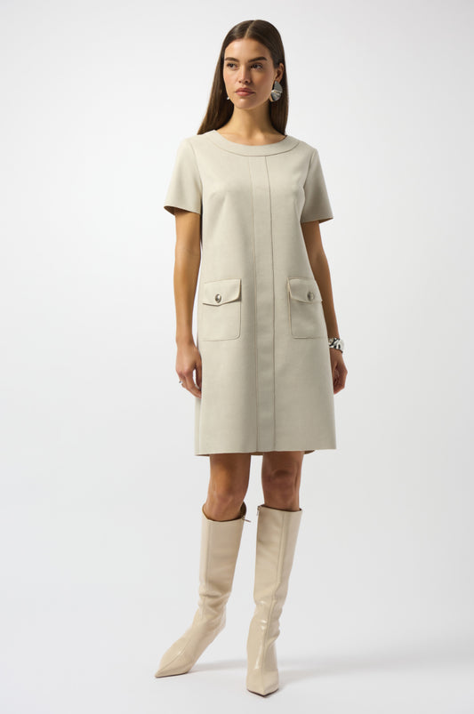 Joseph Ribkoff Scuba Suede Shift Dress Moonstone 253280