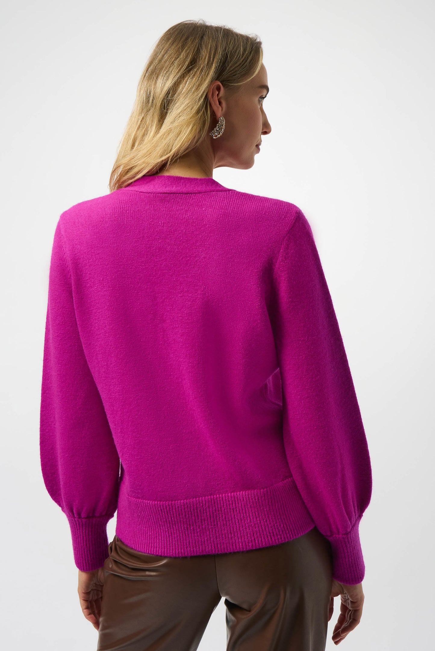 Joseph Ribkoff Sweater Knit Cardigan with Puff Sleeves 253906