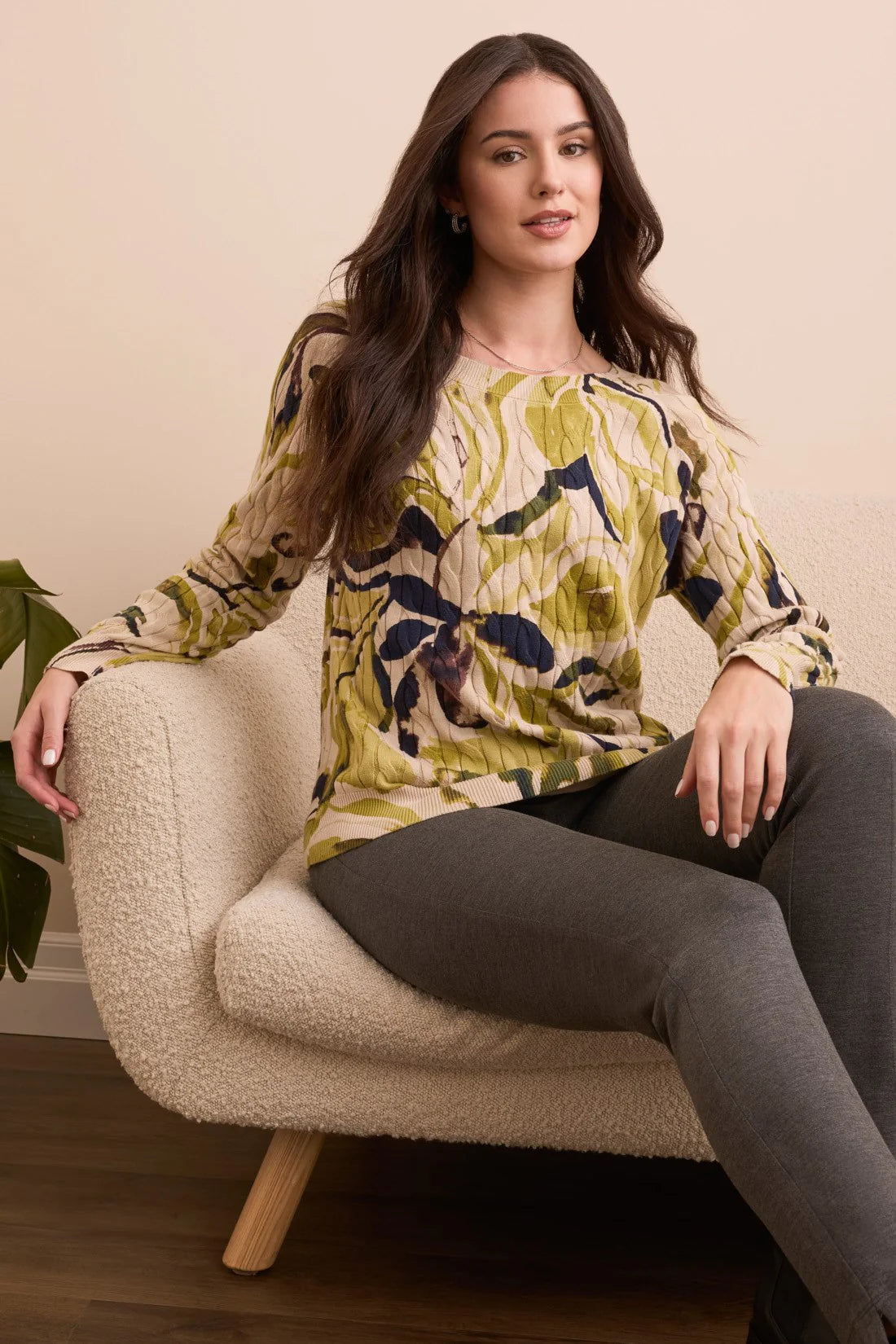 Tribal Cable Knit Sweater Leek
