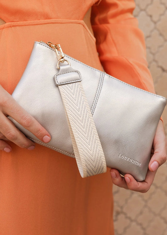 Louenhide Mimi Metallic Clutch Silver