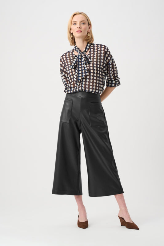 Joseph Ribkoff Leatherette Pull-On Culotte Pants Black 263096