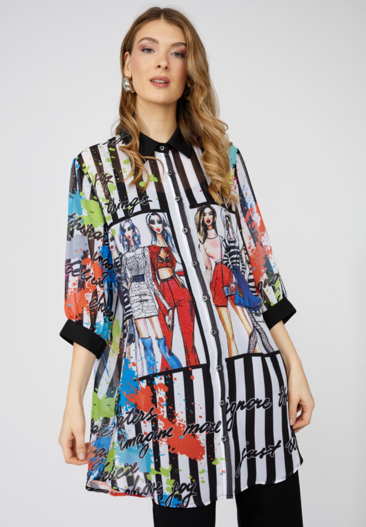 Frank Lyman Casual Graphic Button Shirt Style 251516