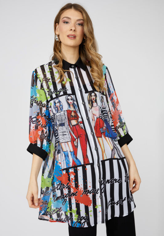 Frank Lyman Casual Graphic Button Shirt Style 251516