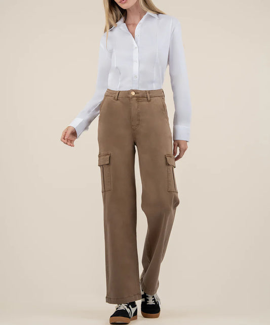 Kut Miller High Ride Wide Leg Cargo Pants Camel