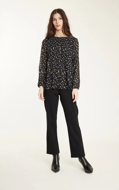 Pistache Pleated Polka Dot Top