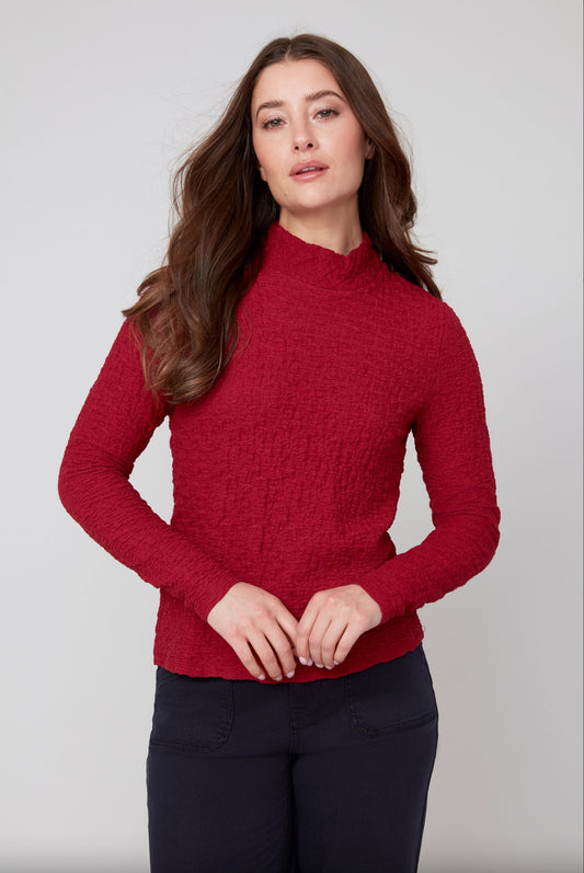 Renuar Textured Turtleneck Top Porto
