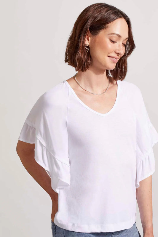 Tribal Double Frill Tee White