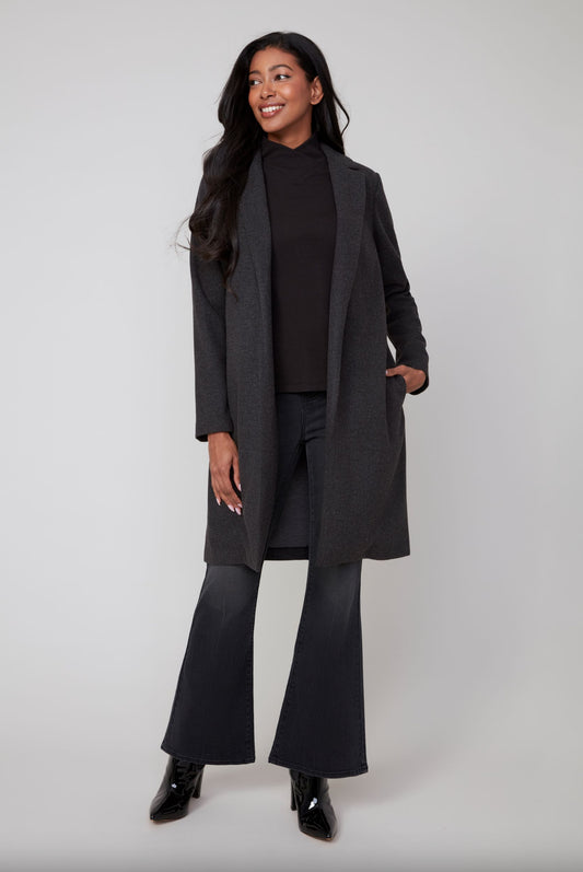 Renuar Long Collared Coat Black