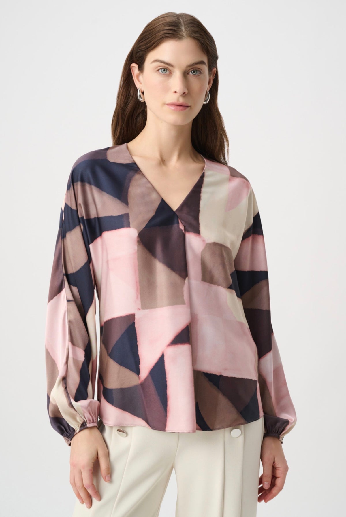 Joseph Ribkoff Geometric Print Recycled Satin Top 264197