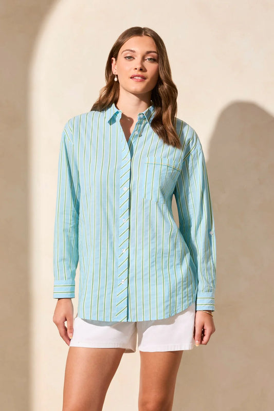 Tribal Double Stripe Button Front Shirt