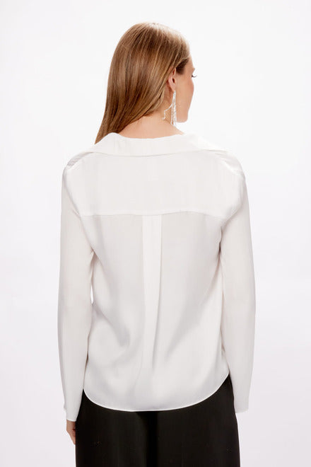 Joseph Ribkoff Draped Neck Satin Blouse White 233136