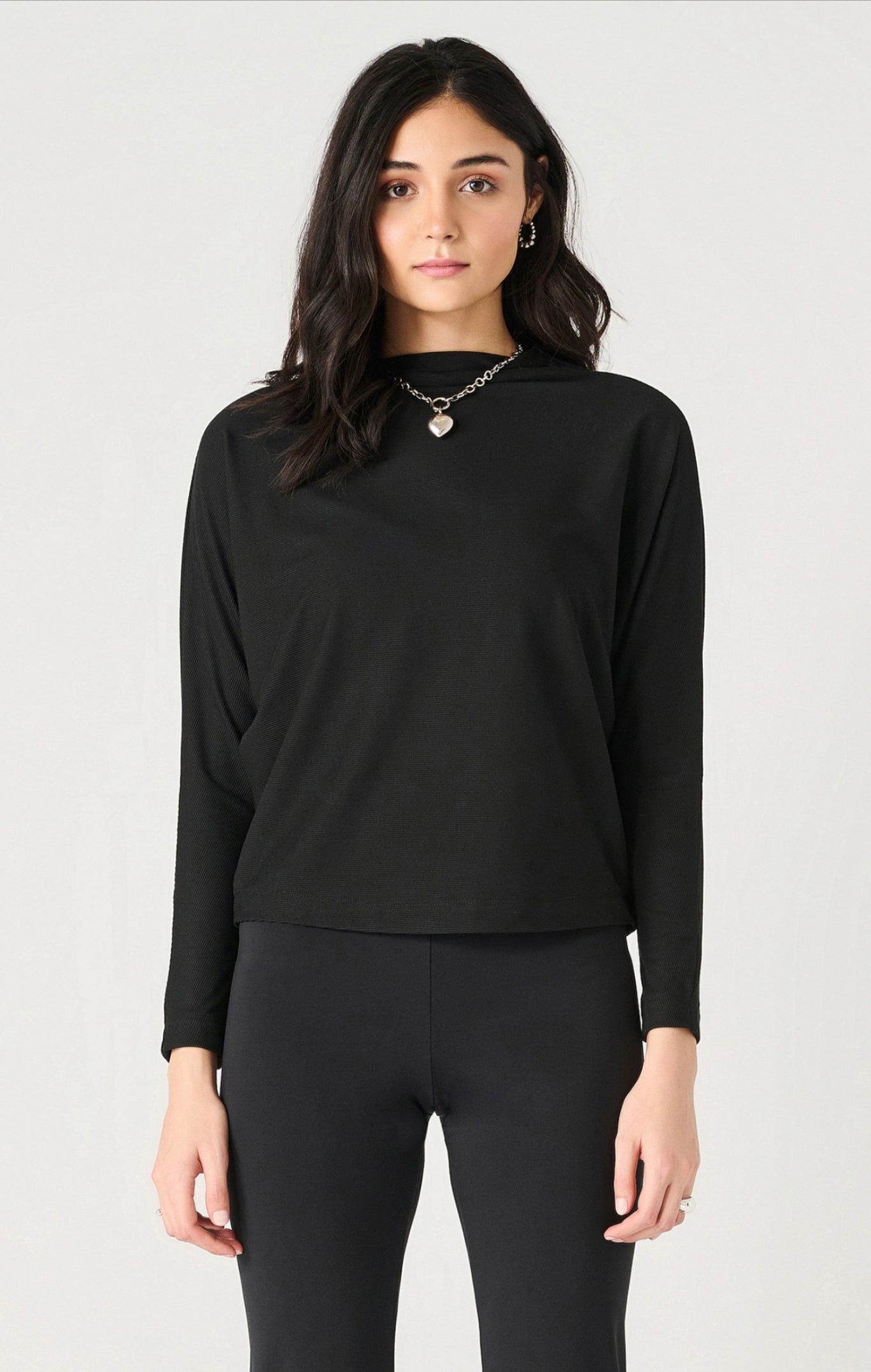 Dex Ribbed Mock Neck Black