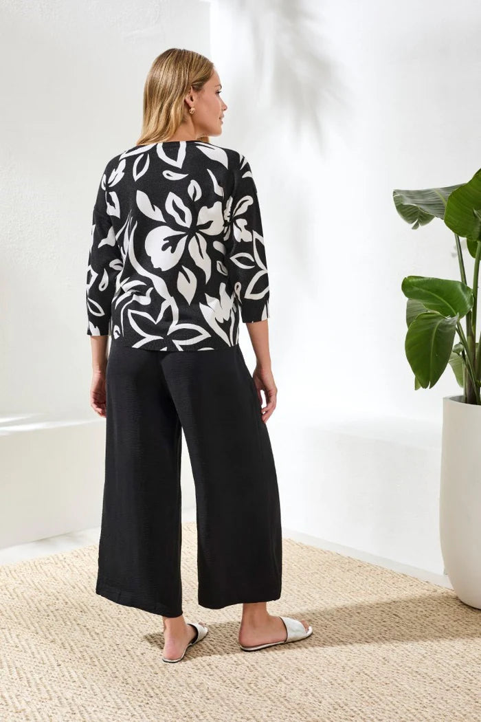 Tribal Printed 3/4 Sleeve Crewneck Sweater