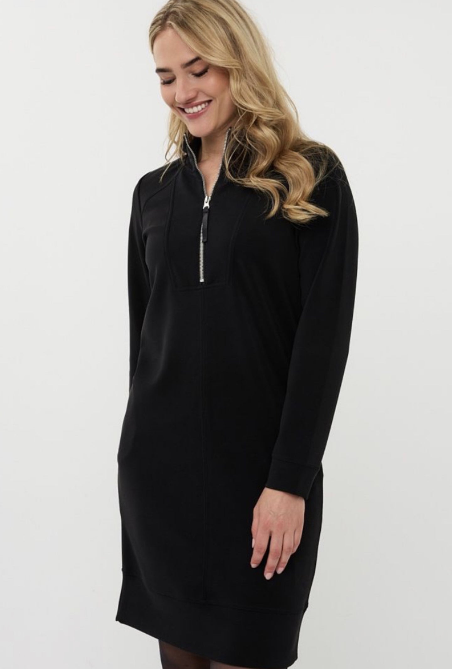 Esqualo Half Zip Dress Black