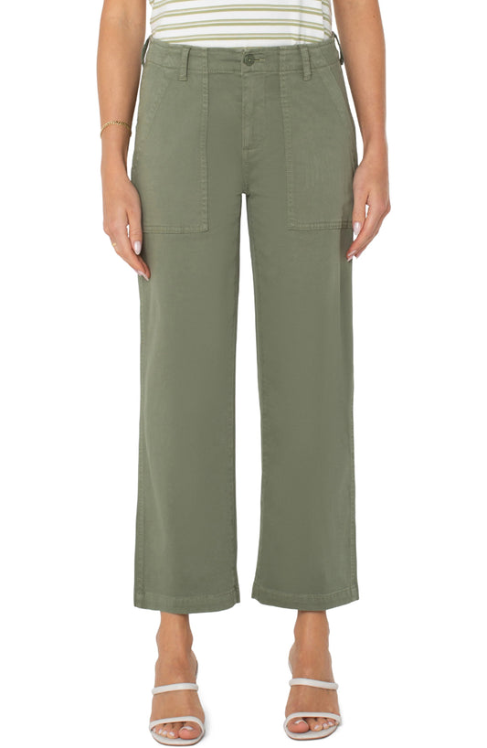 Liverpool Cargo Wide Leg Crop Olive