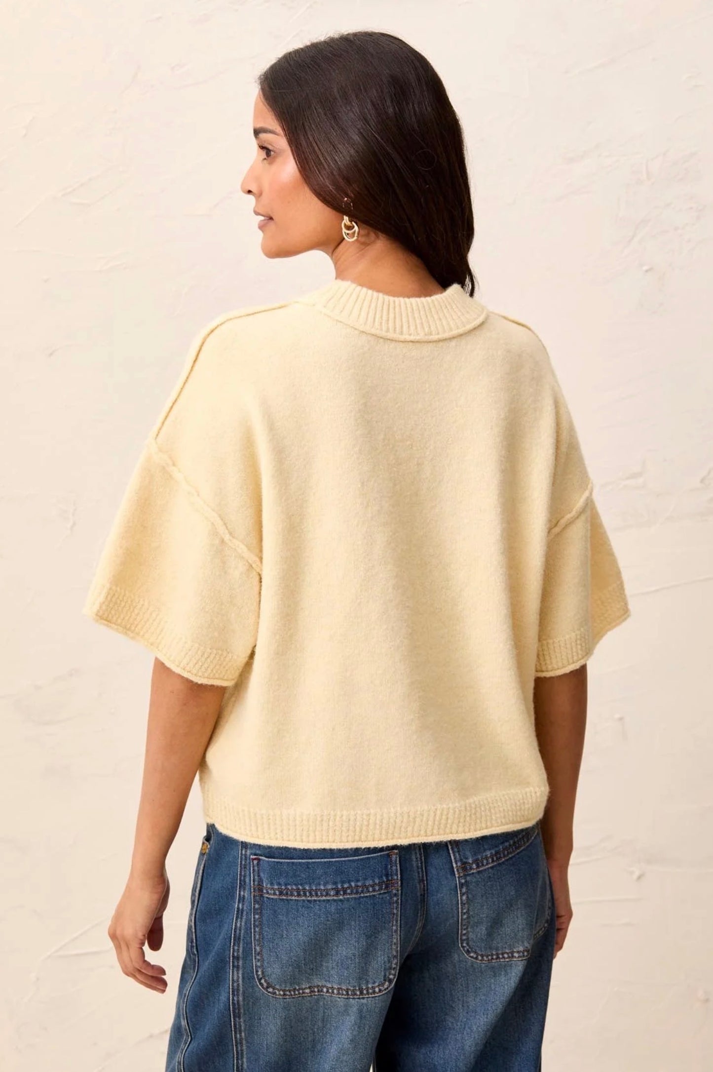 Tribal Elbow Sleeve Crewneck Sweater Chantilly