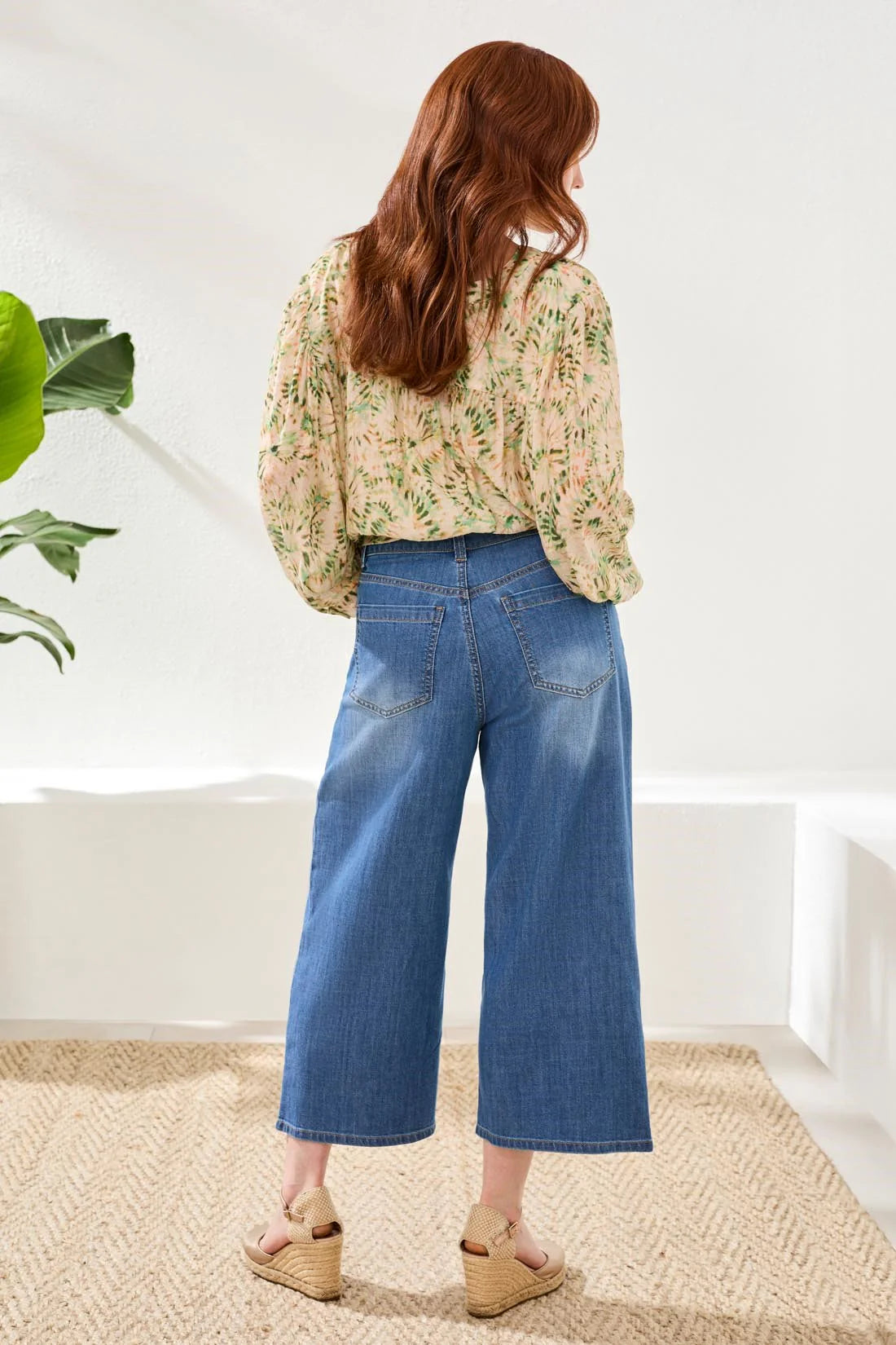 Tribal Audrey Pleated Crop Wide Leg Jeans