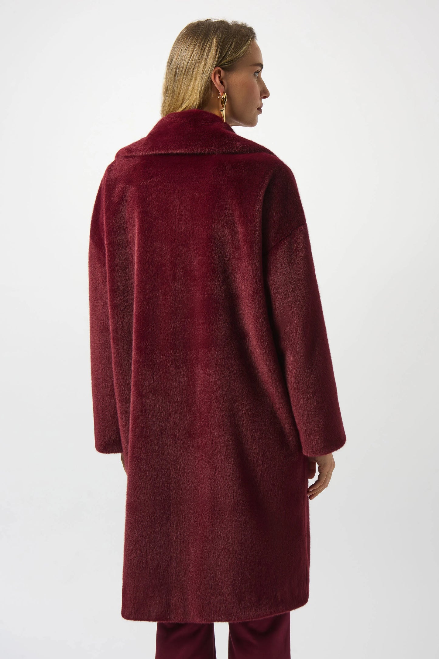 Joseph Ribkoff Faux Fur Straight Coat Merlot 243902F25