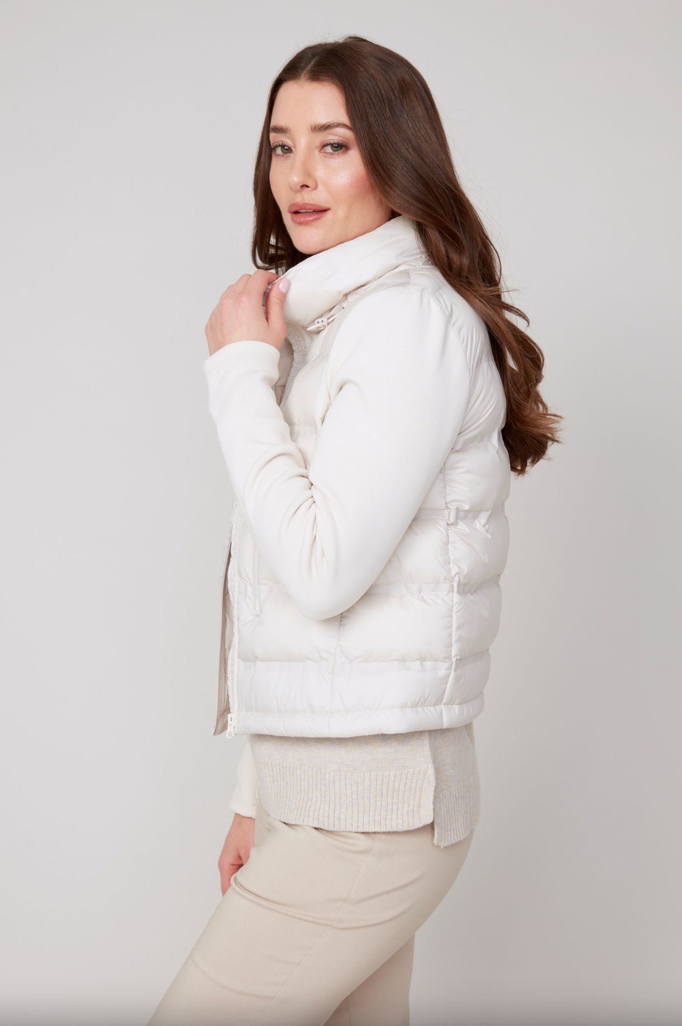 Renuar Cropped Puffer Jacket Oyster
