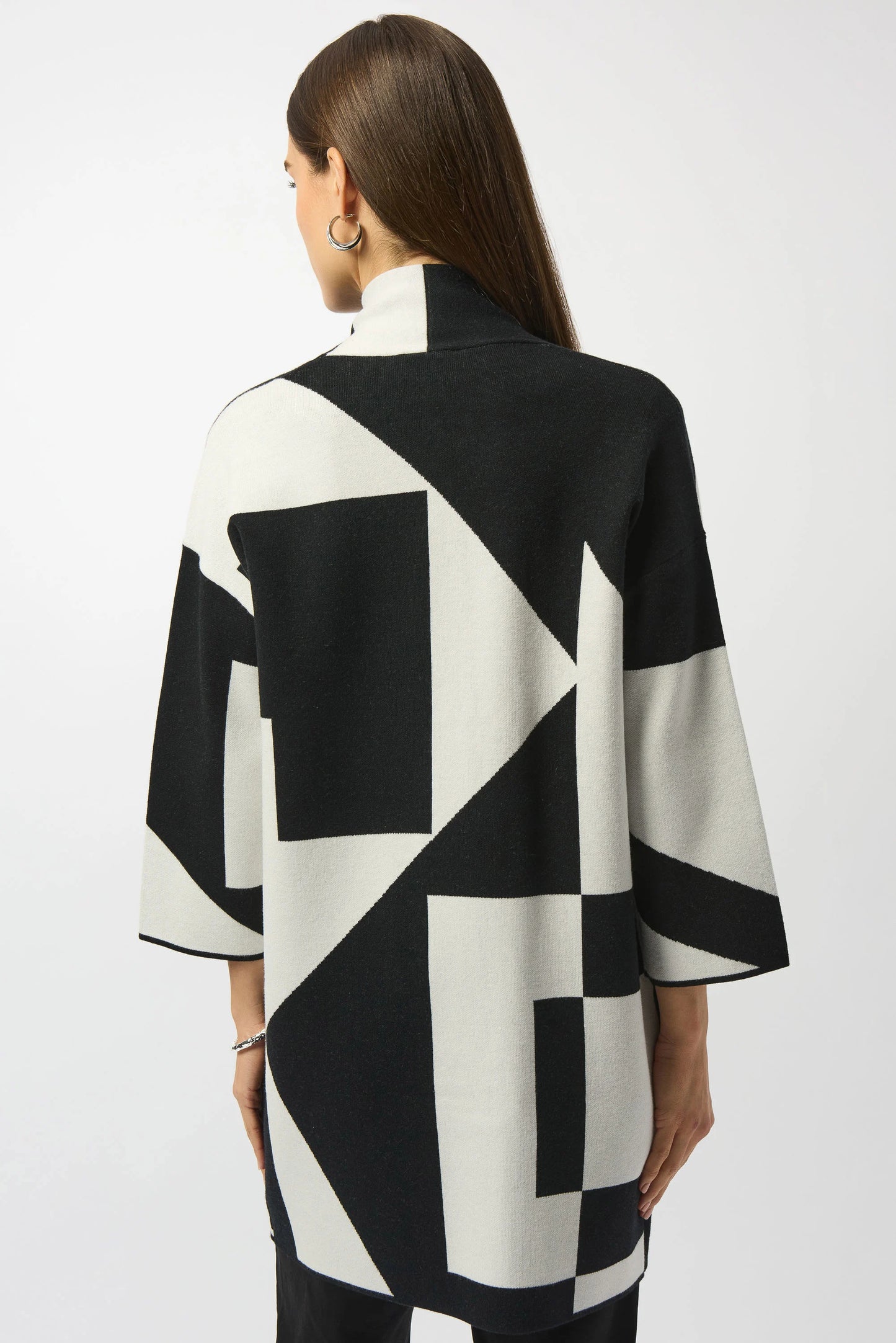 Joseph Ribkoff Jacquard Sweater Knit Colour-Block Cover-Up Coat 253901