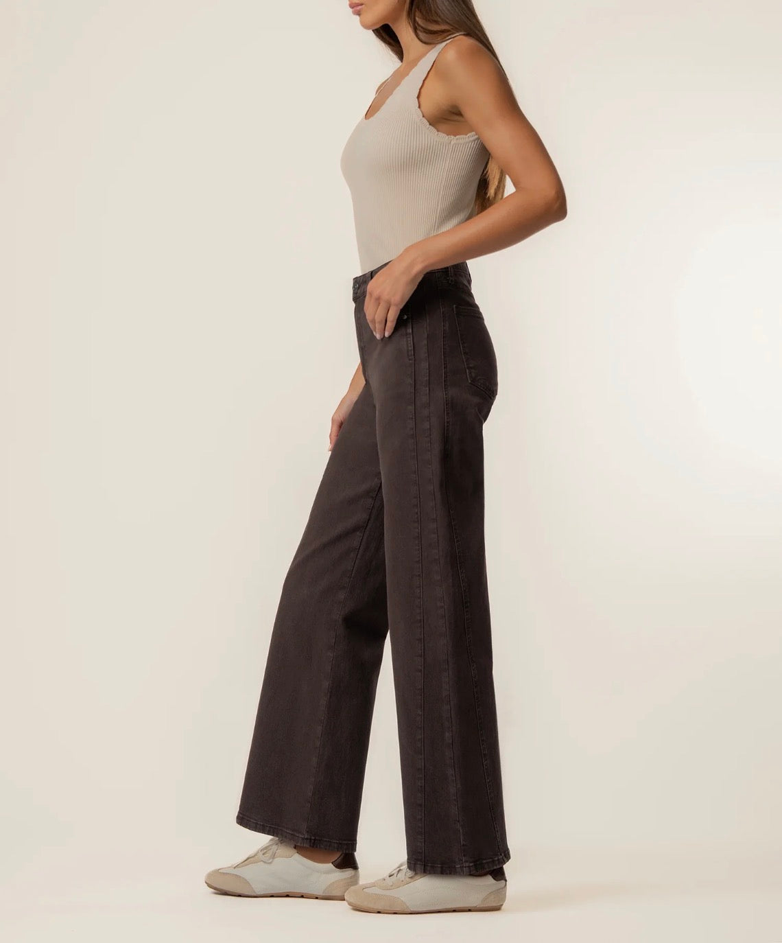 Kut Meg High Rise Wide Leg Jeans Chocolate