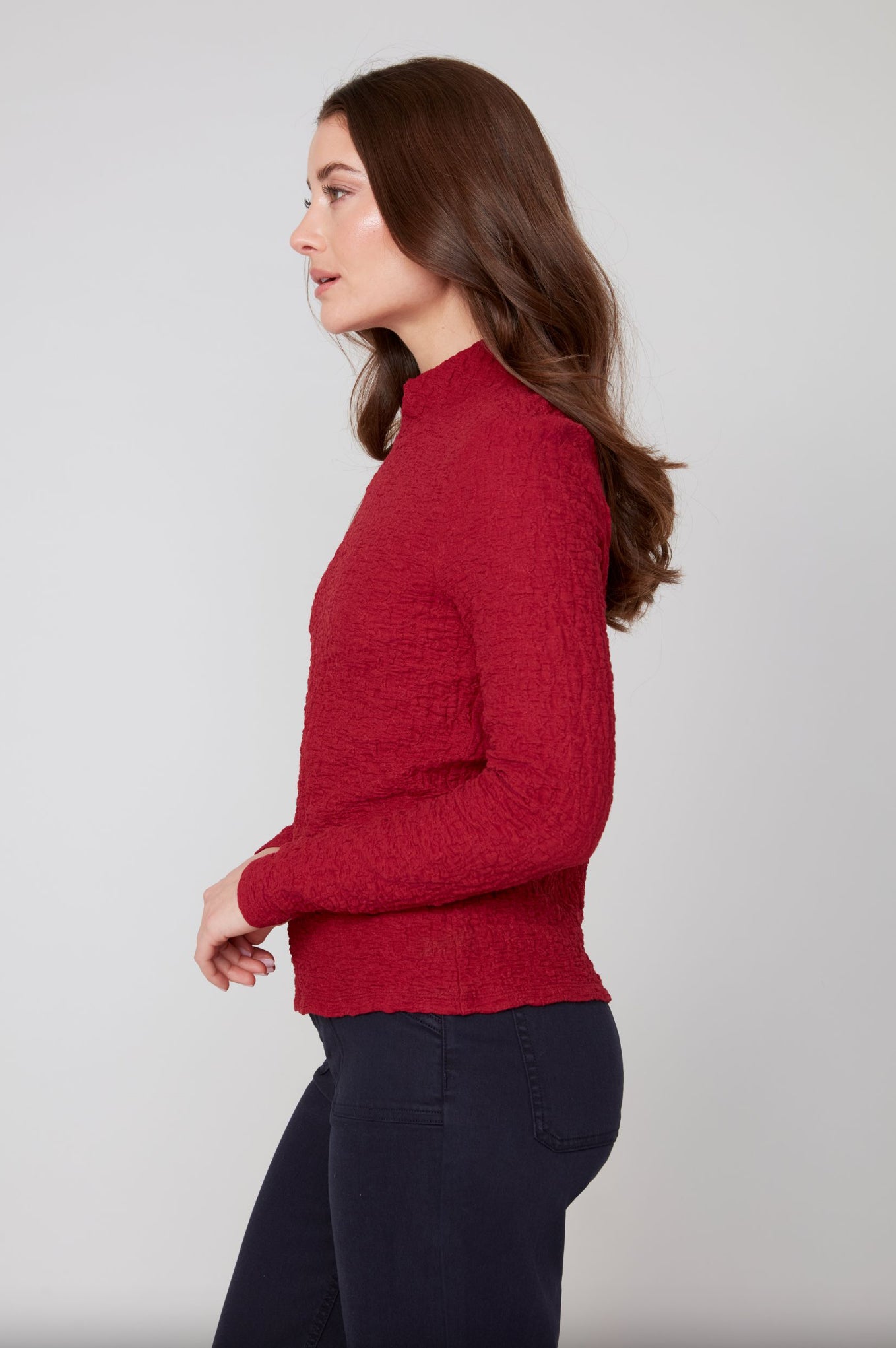 Renuar Textured Turtleneck Top Porto