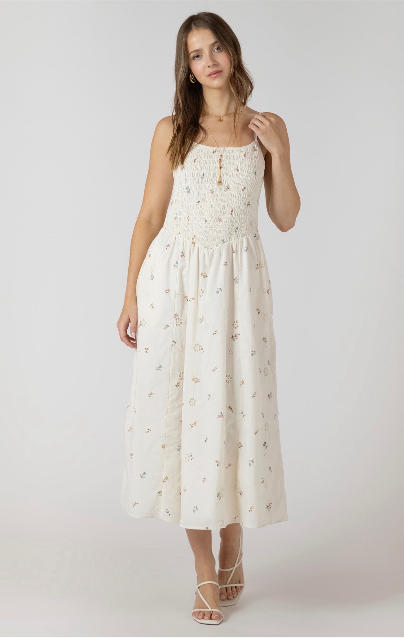 Dex Smocked Detail Midi Dress
