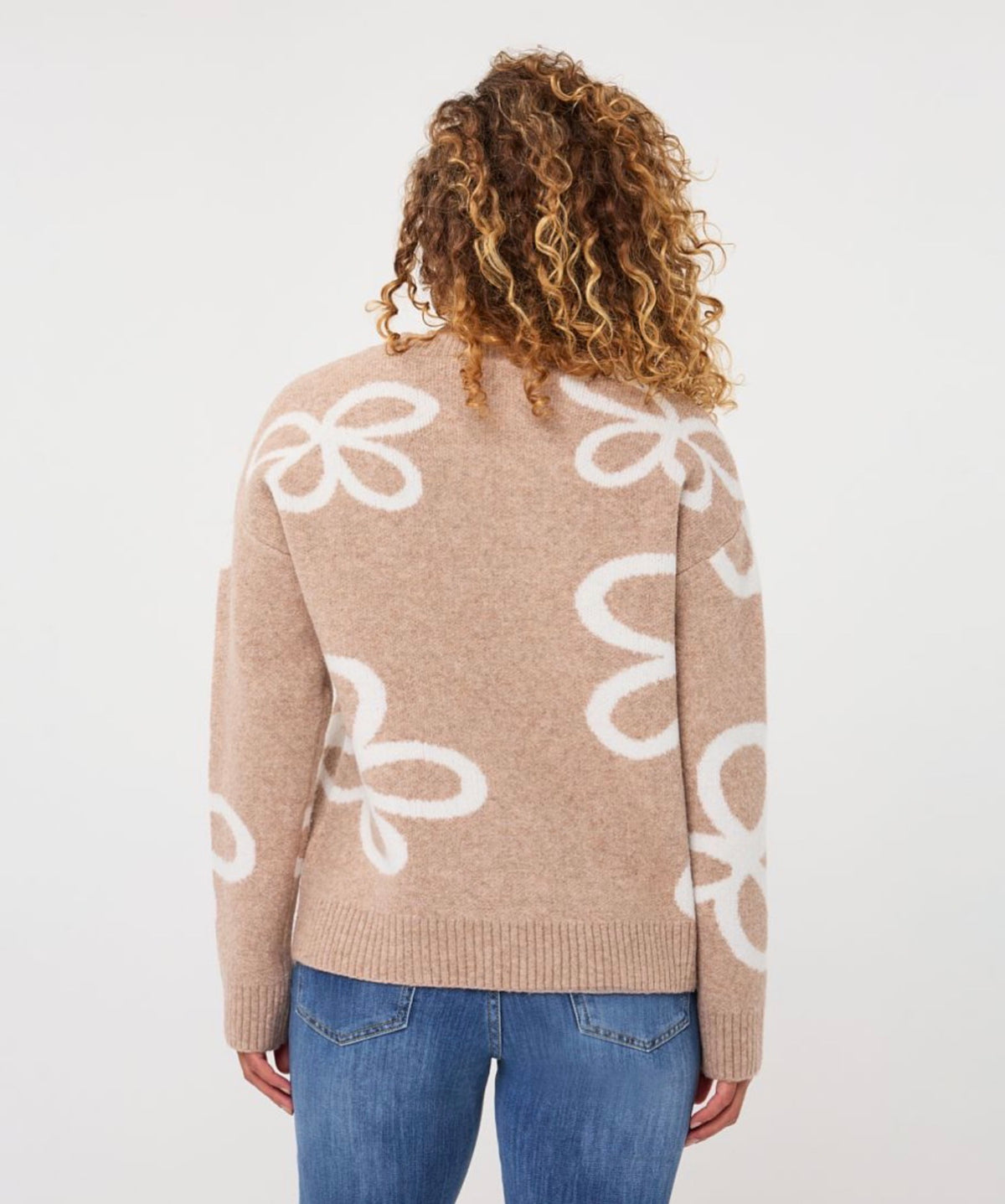 Esqualo Flower Print Sweater Sand