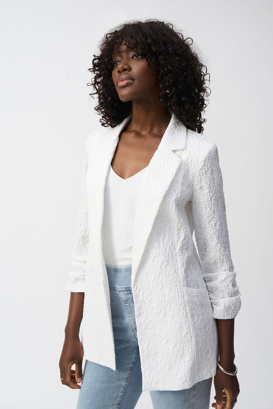 Joseph Ribkoff Woven Jacquard Boxy Blazer White 242034S25