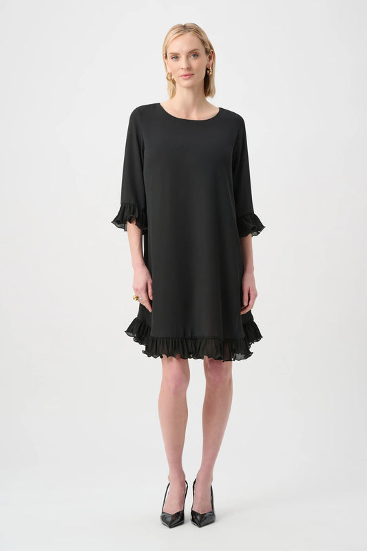 Georgette Ruffled-Trim Trapeze Dress
263189