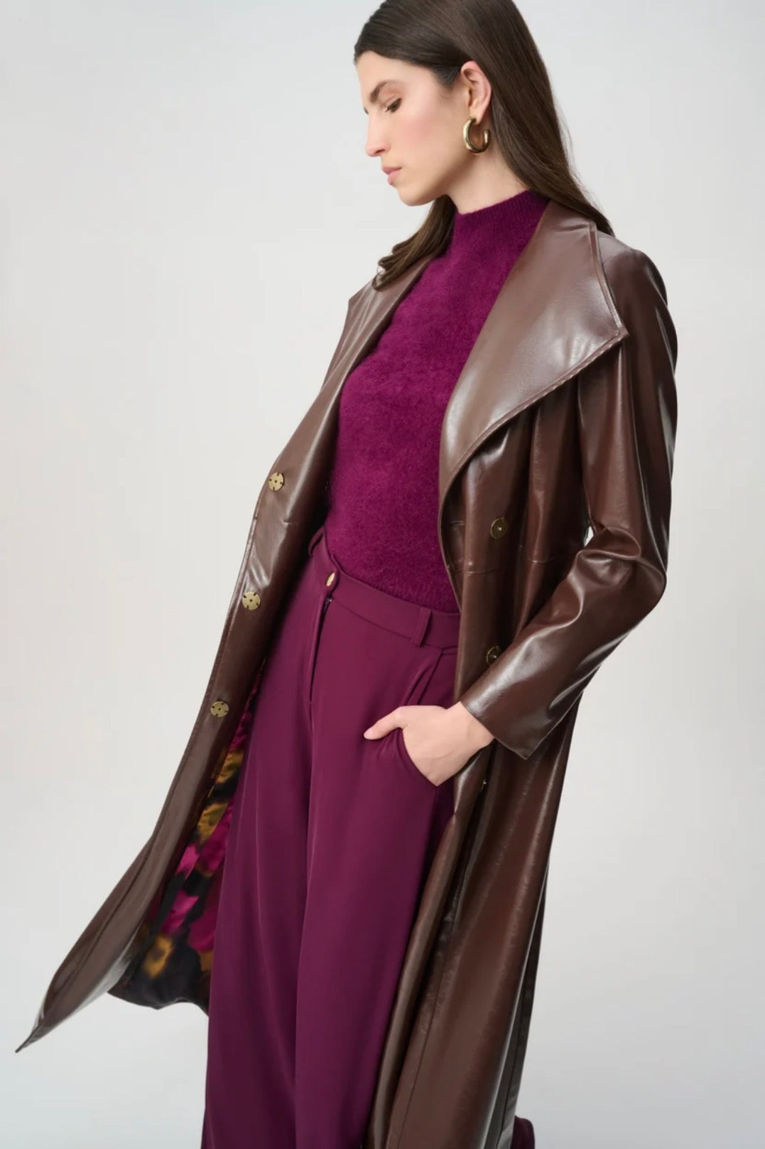 Joseph Ribkoff Edit 57 Leatherette Trench Coat