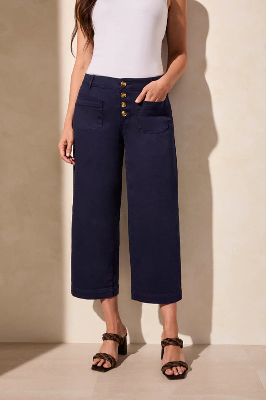 Tribal Audrey Cropped Wide Leg Jeans Nautical