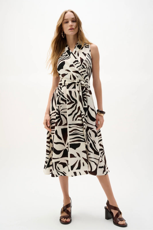 Joseph Ribkoff Gauze Tropical Print Fit And Flare Wrap Dress 262226