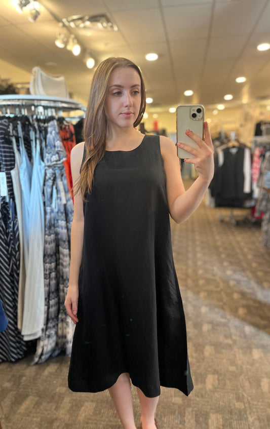 Renuar Linen Tank Dress Black