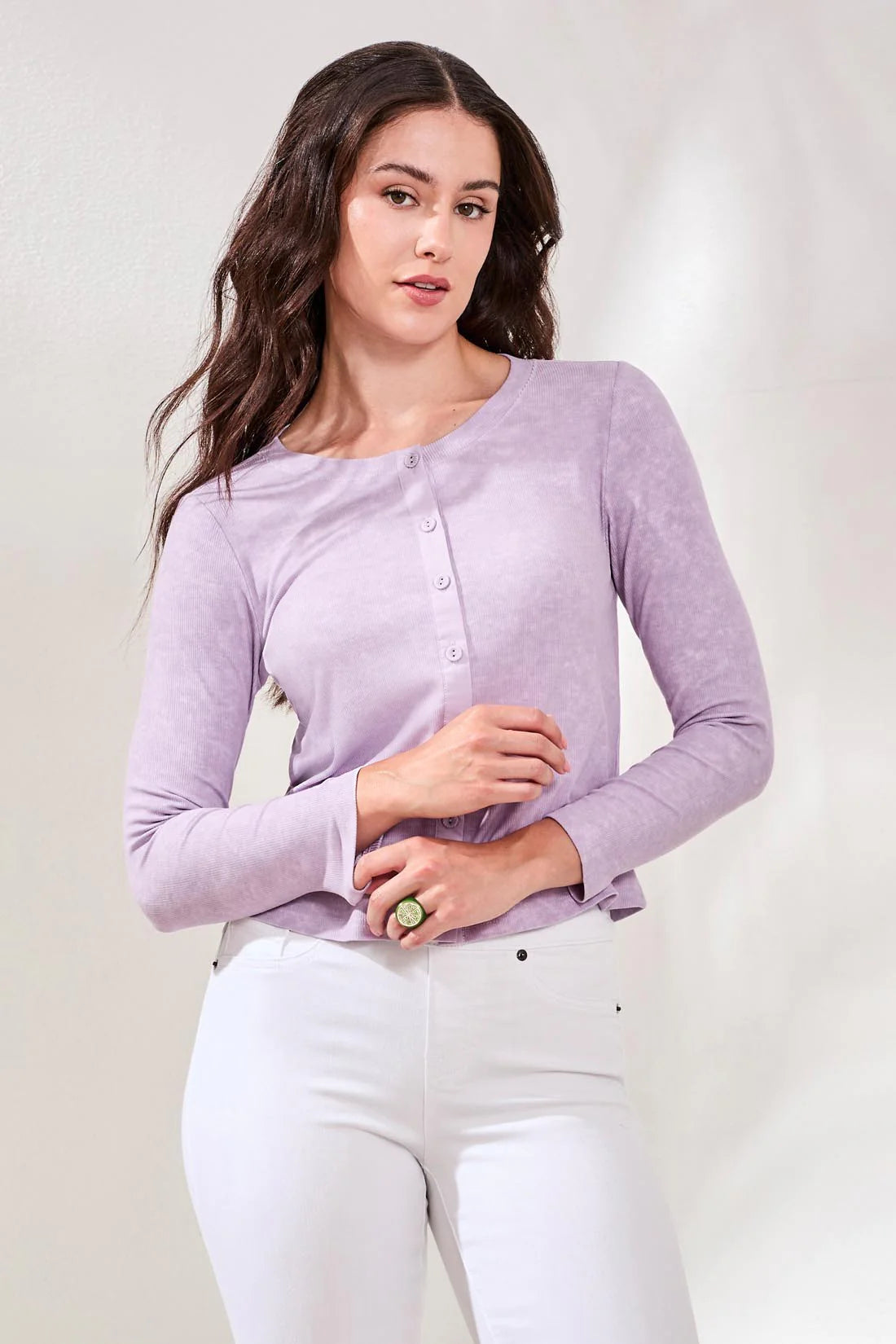 Tribal Button Front Ribbed Knit Cardigan