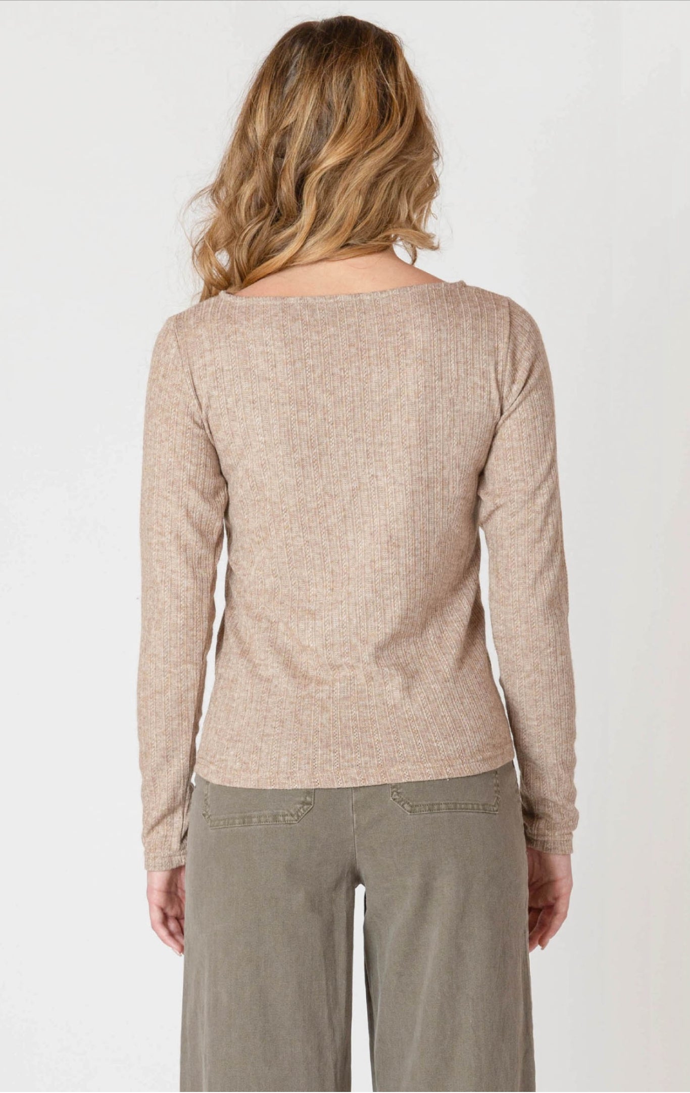 Room 34 Boatneck Textired Top Heather Taupe