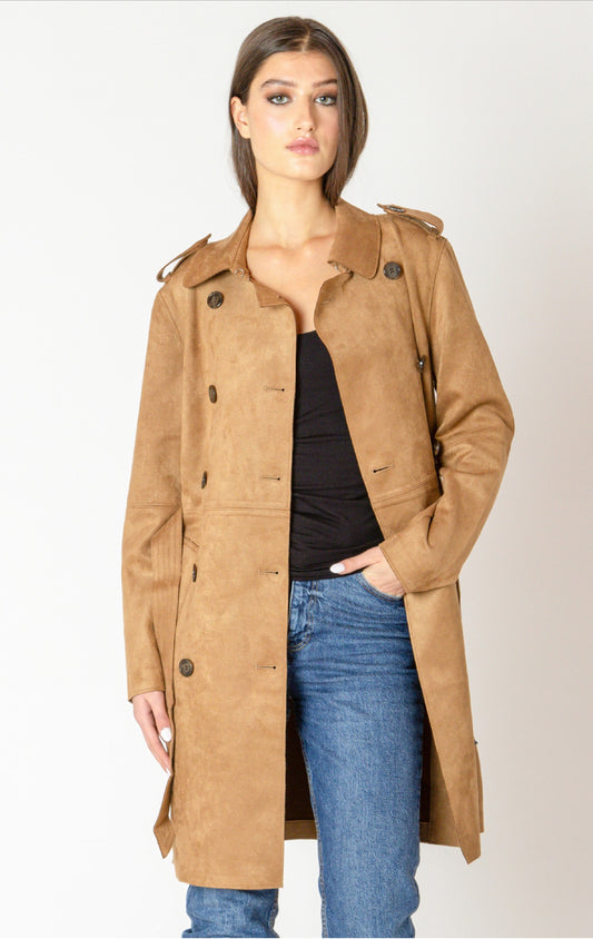 Black Tape Belted Trench Coat Camel