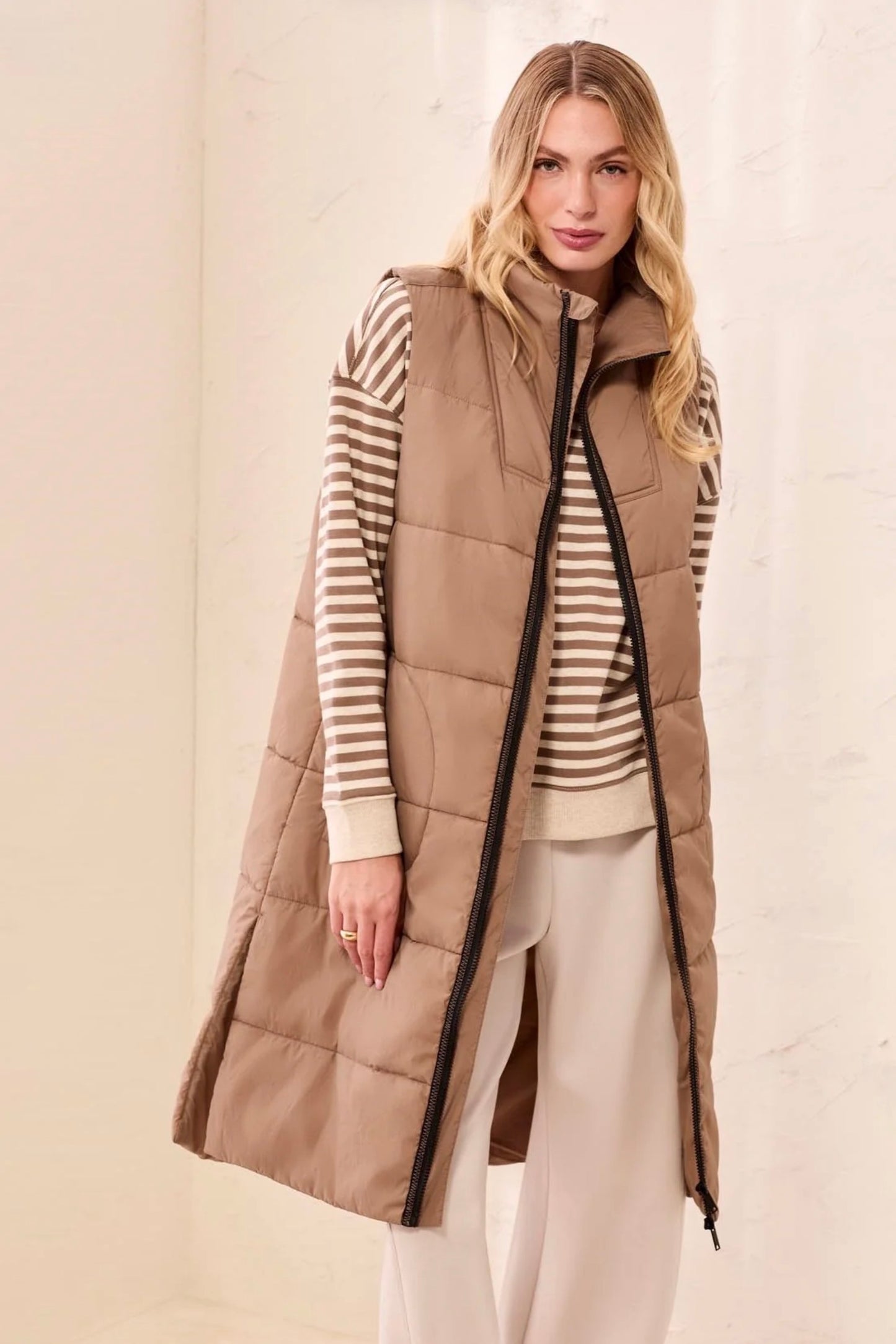 Tribal Quilted Puffer Vest Fossil