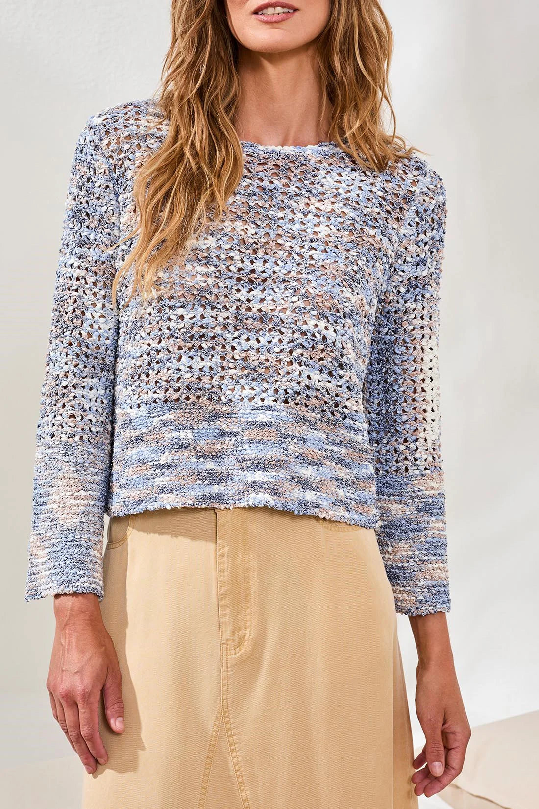 Tribal Open Stitch Bell Sleeve Sweater